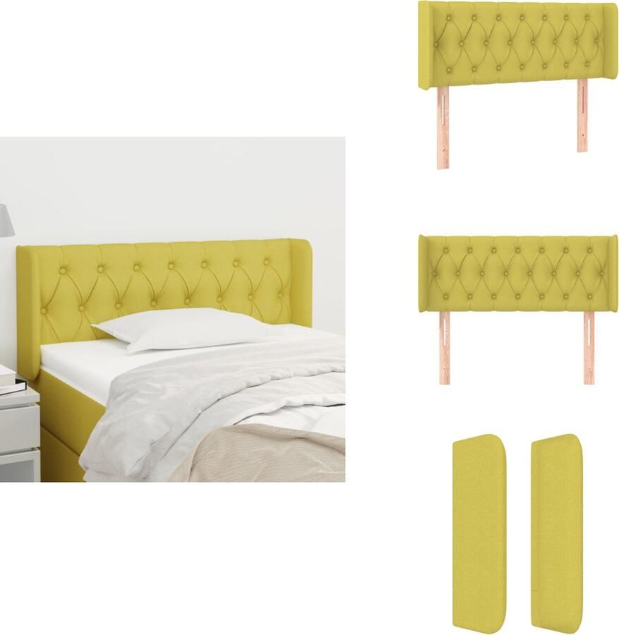 VidaXL Hoofdbord Hoofdborden Hoofdeinde Houten Hoofdbord met randen 93x16x78 88 cm stof groen