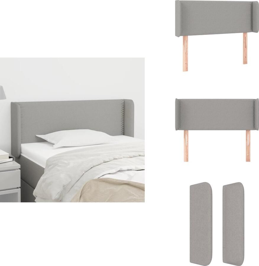 VidaXL Hoofdbord Hoofdborden Hoofdeinde Houten Hoofdbord met randen 93x16x78 88 cm stof lichtgrijs