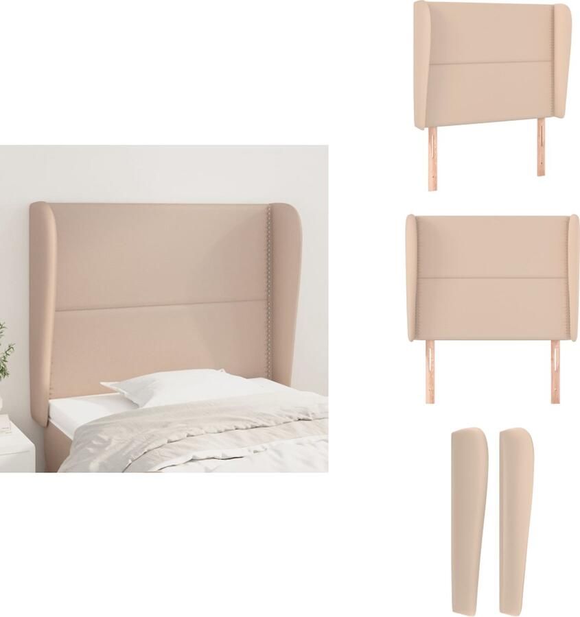 VidaXL Hoofdbord Hoofdborden Hoofdeinde Houten Hoofdbord met randen 93x23x118 128 cm kunstleer cappuccinokleur