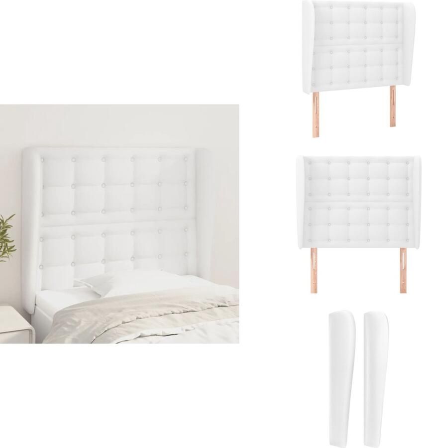 VidaXL Hoofdbord Hoofdborden Hoofdeinde Houten Hoofdbord met randen 93x23x118 128 cm kunstleer wit