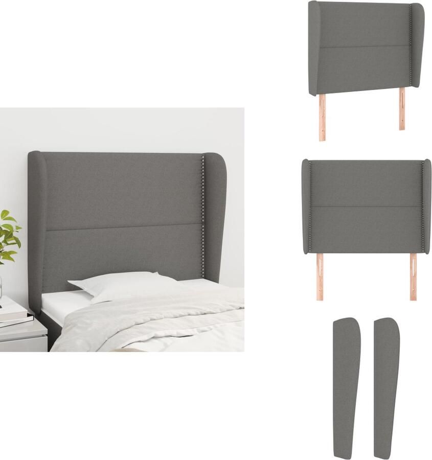 VidaXL Hoofdbord Hoofdborden Hoofdeinde Houten Hoofdbord met randen 103x23x118 128 cm stof donkergrijs