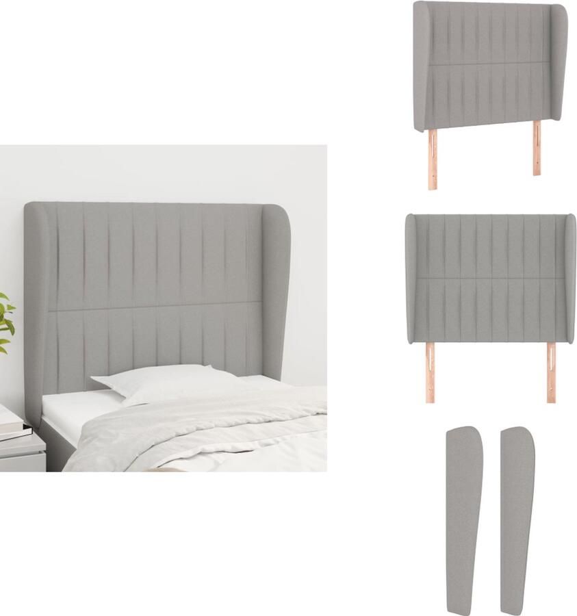 VidaXL Hoofdbord Hoofdborden Hoofdeinde Houten Hoofdbord met randen 93x23x118 128 cm stof lichtgrijs - Foto 2