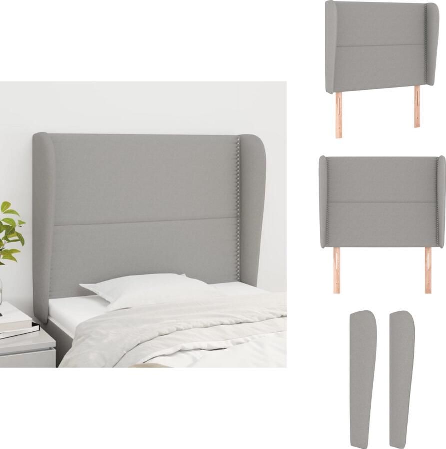 VidaXL Hoofdbord Hoofdborden Hoofdeinde Houten Hoofdbord met randen 93x23x118 128 cm stof lichtgrijs