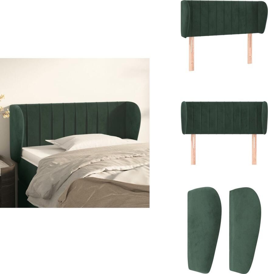 VidaXL Hoofdbord Hoofdborden Hoofdeinde Houten Hoofdbord met randen 93x23x78 88 cm fluweel donkergroen - Foto 1