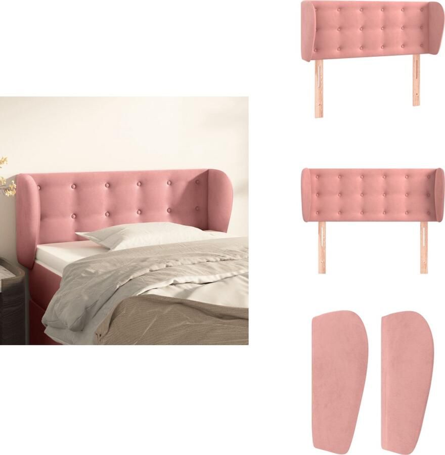 VidaXL Hoofdbord Hoofdborden Hoofdeinde Houten Hoofdbord met randen 93x23x78 88 cm fluweel roze