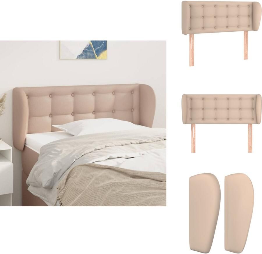 VidaXL Hoofdbord Cappuccino Kunstleer 93 x 23 x 78 88 cm Verstelbaar Klassiek Hoofdbord met Klinknagels Bedonderdeel