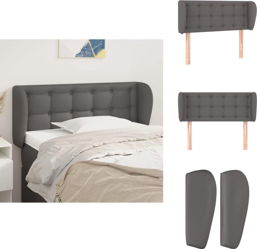 VidaXL Hoofdbord Hoofdborden Hoofdeinde Houten Hoofdbord met randen 93x23x78 88 cm kunstleer grijs