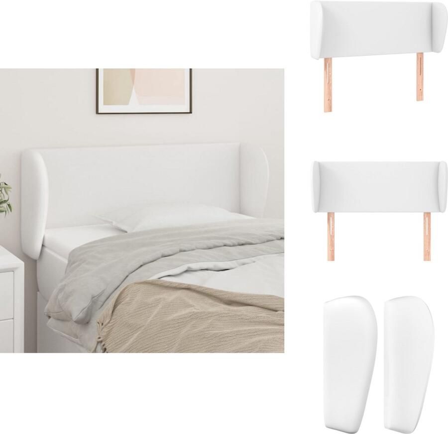 VidaXL Hoofdbord Hoofdborden Hoofdeinde Houten Hoofdbord met randen 83x23x78 88 cm kunstleer wit - Foto 2
