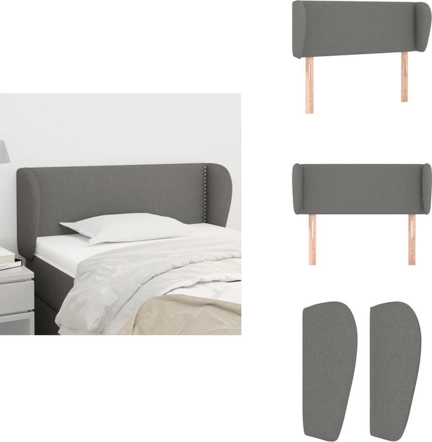 VidaXL Hoofdbord Classic 93 x 23 x 78 88 cm Donkergrijs stof Verstelbare hoogte Stevige poten Comfortabele ondersteuning Elegant ontwerp Bedonderdeel