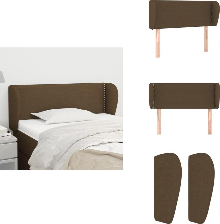 VidaXL Hoofdbord Hoofdborden Hoofdeinde Houten Hoofdbord met randen 93x23x78 88 cm stof donkerbruin