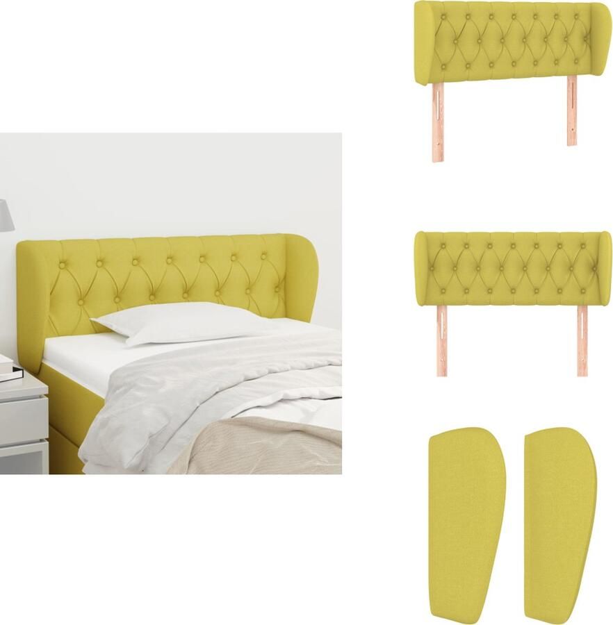 VidaXL Hoofdbord Hoofdborden Hoofdeinde Houten Hoofdbord met randen 93x23x78 88 cm stof groen