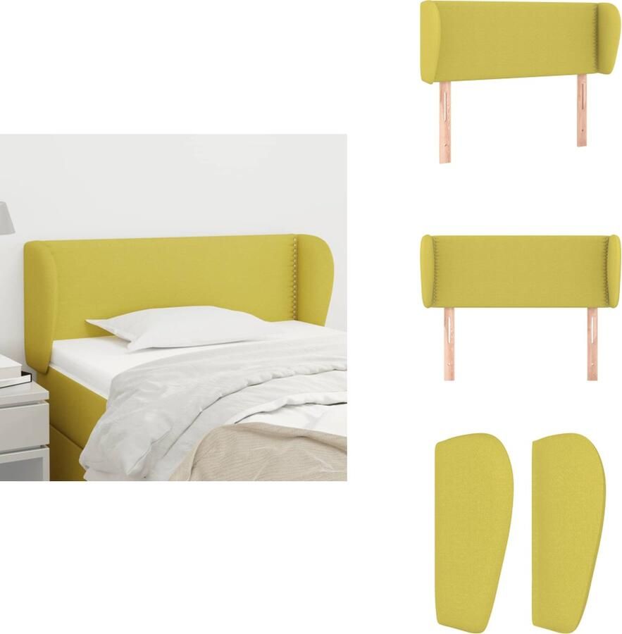 VidaXL Klassiek Hoofdbord Groen Stof Verstelbare Hoogte Stevige Poten Comfortabele Ondersteuning Elegant Ontwerp Bedonderdeel