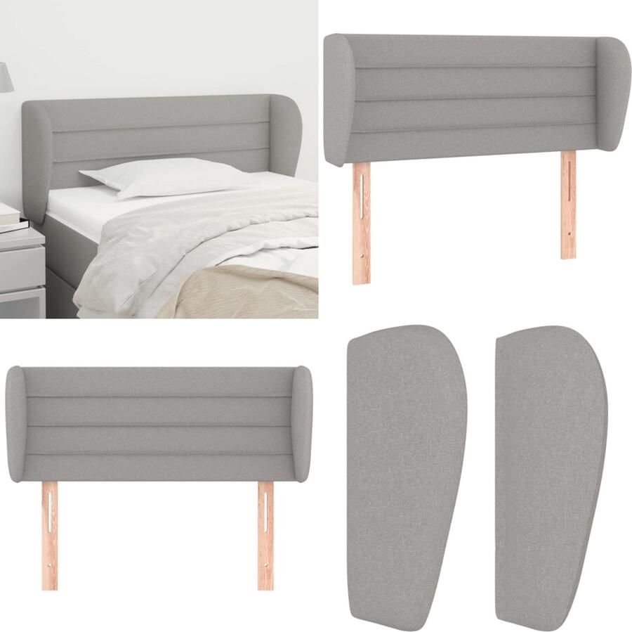 The Living Store Hoofdbord Nova Lichtgrijs 93x23x78 88cm Duurzaam materiaal Stevige houten poten Verstelbare hoogte Comfortabele ondersteuning Hoofd Bord Hoofdkussen Beddecoratie Slaapcomfort Leeshoek