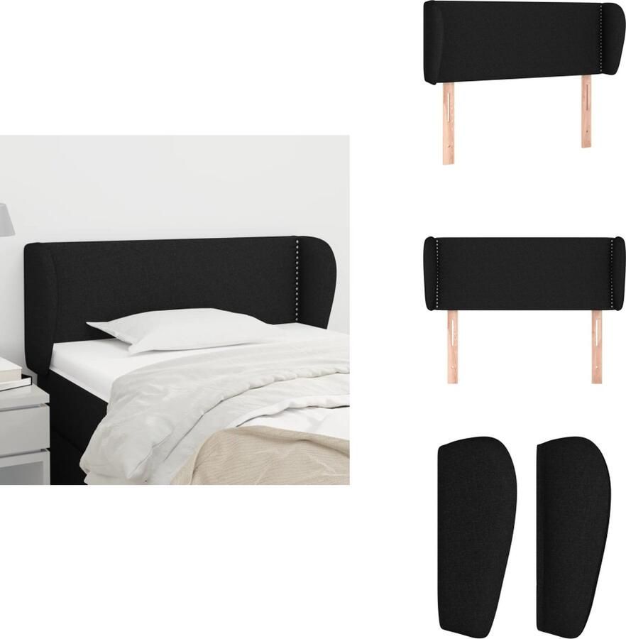 VidaXL Hoofdbord Hoofdborden Hoofdeinde Houten Hoofdbord met randen 93x23x78 88 cm stof zwart