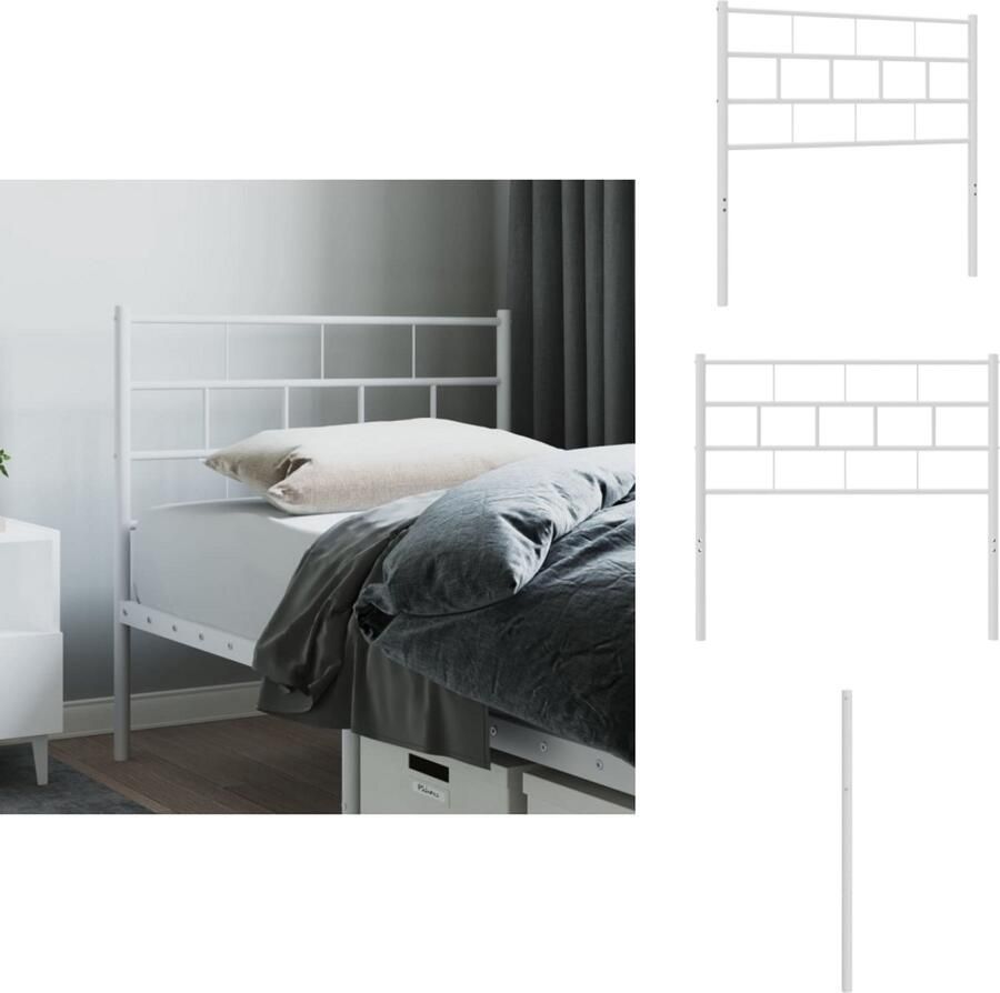 VidaXL Hoofdbord Hoofdborden Hoofdeinde Metalen Hoofdbord 107 cm metaal wit