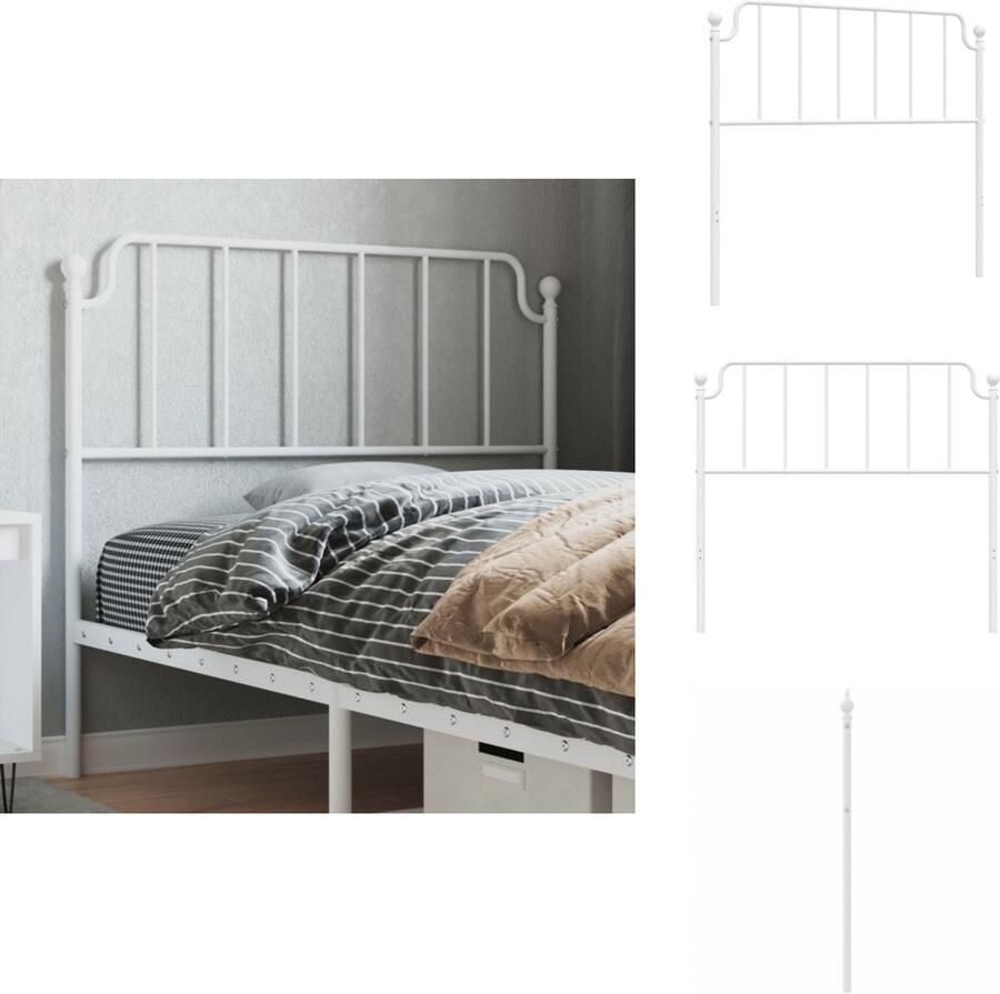 VidaXL Hoofdbord Hoofdborden Hoofdeinde Metalen Hoofdbord 107 cm metaal wit