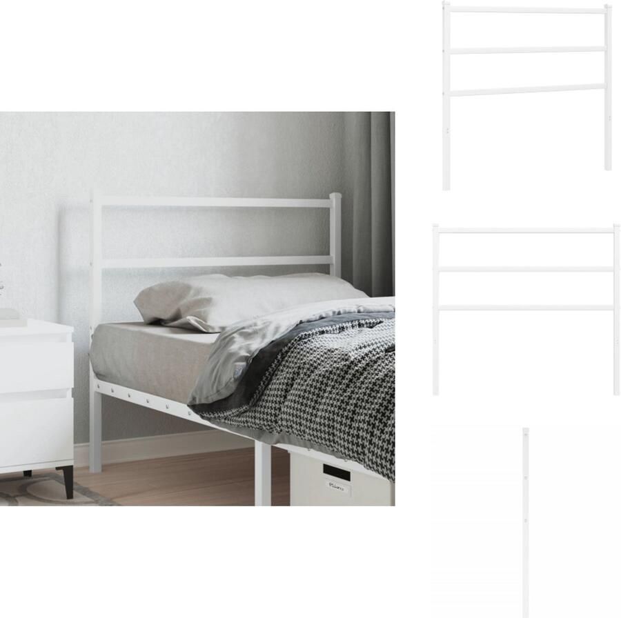 VidaXL Hoofdbord Hoofdborden Hoofdeinde Metalen Hoofdbord 107 cm metaal wit
