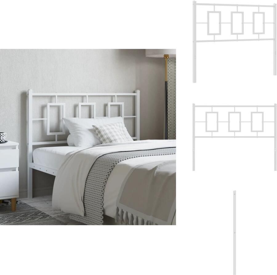 VidaXL Hoofdbord Hoofdborden Hoofdeinde Metalen Hoofdbord 107 cm metaal wit