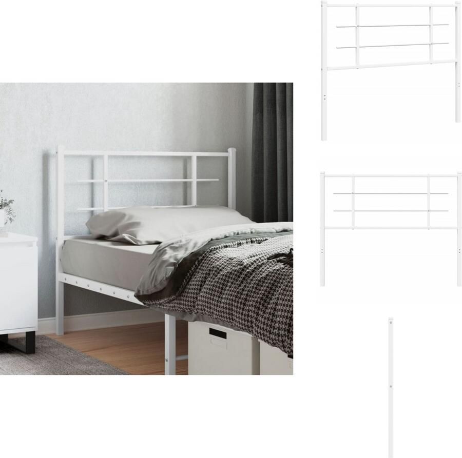 VidaXL Hoofdbord Hoofdborden Hoofdeinde Metalen Hoofdbord 107 cm metaal wit