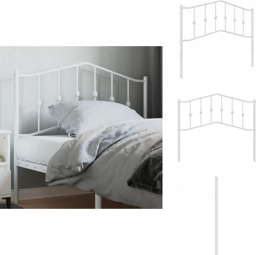 VidaXL Hoofdbord Hoofdborden Hoofdeinde Metalen Hoofdbord 107 cm metaal wit