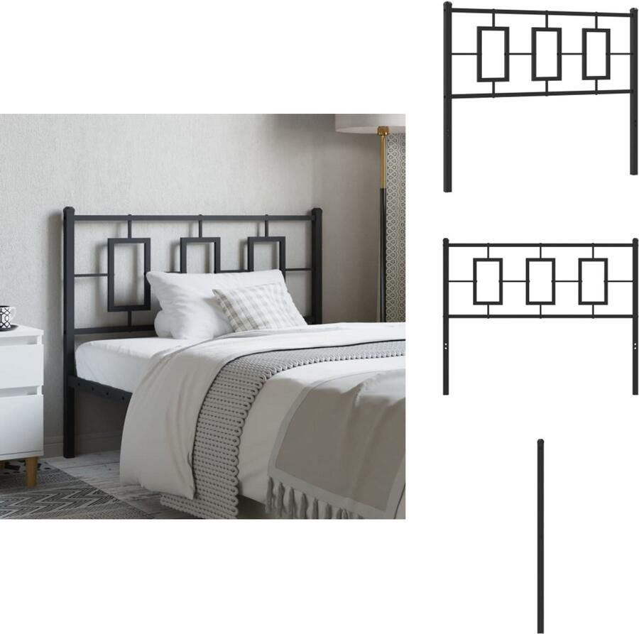 VidaXL Hoofdbord Hoofdborden Hoofdeinde Metalen Hoofdbord 107 cm metaal zwart