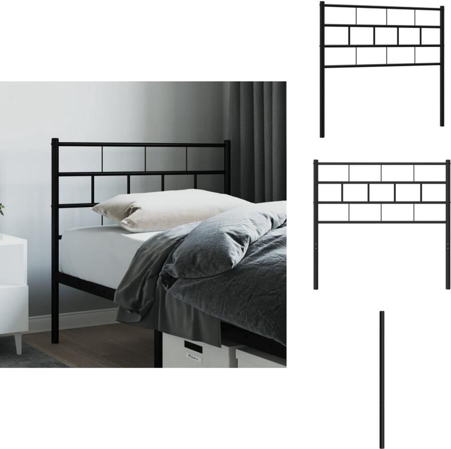 VidaXL Hoofdbord Hoofdborden Hoofdeinde Metalen Hoofdbord 107 cm metaal zwart