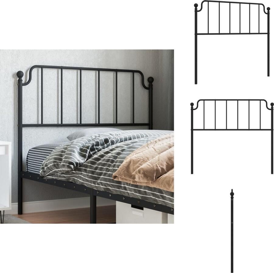 VidaXL Hoofdbord Hoofdborden Hoofdeinde Metalen Hoofdbord 107 cm metaal zwart