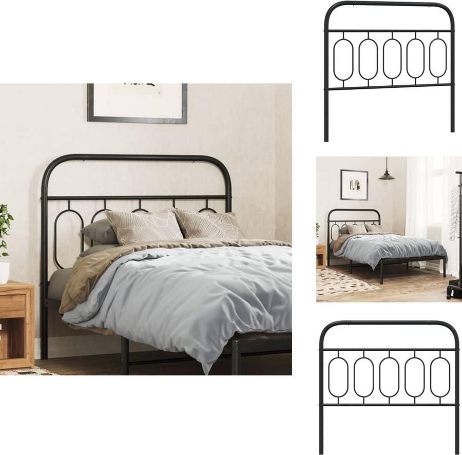 VidaXL Hoofdbord Hoofdborden Hoofdeinde Metalen Hoofdbord 107 cm metaal zwart - Foto 2