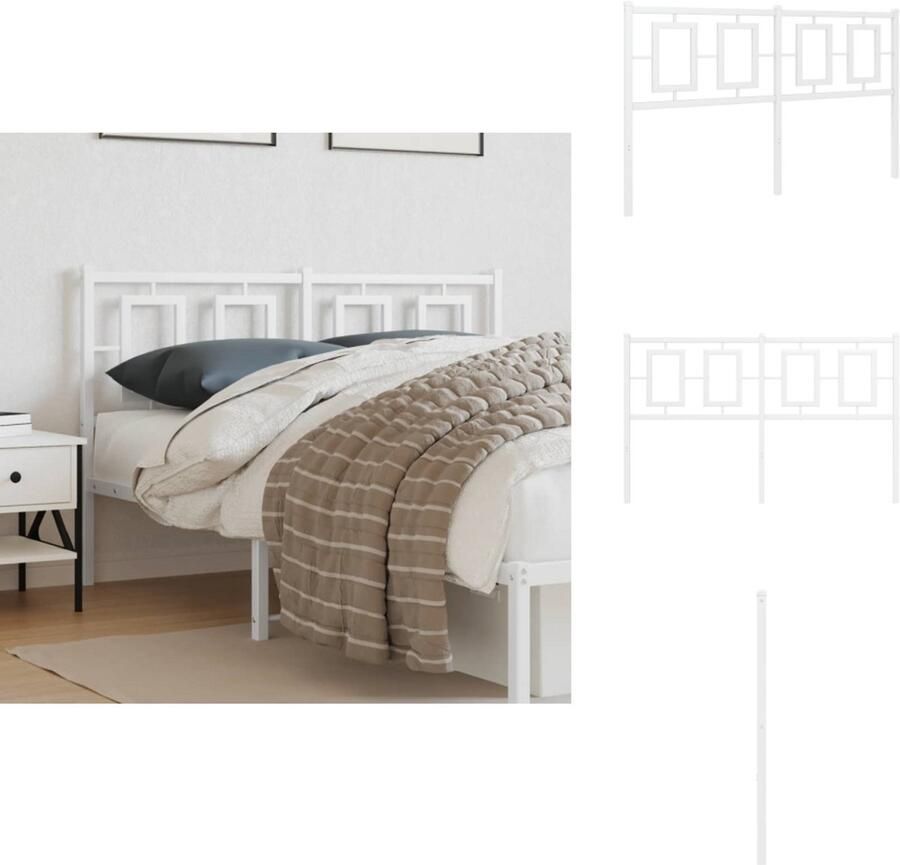 VidaXL Hoofdbord Hoofdborden Hoofdeinde Metalen Hoofdbord 135 cm metaal wit