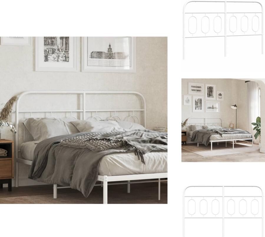 VidaXL Hoofdbord Hoofdborden Hoofdeinde Metalen Hoofdbord 137 cm metaal wit