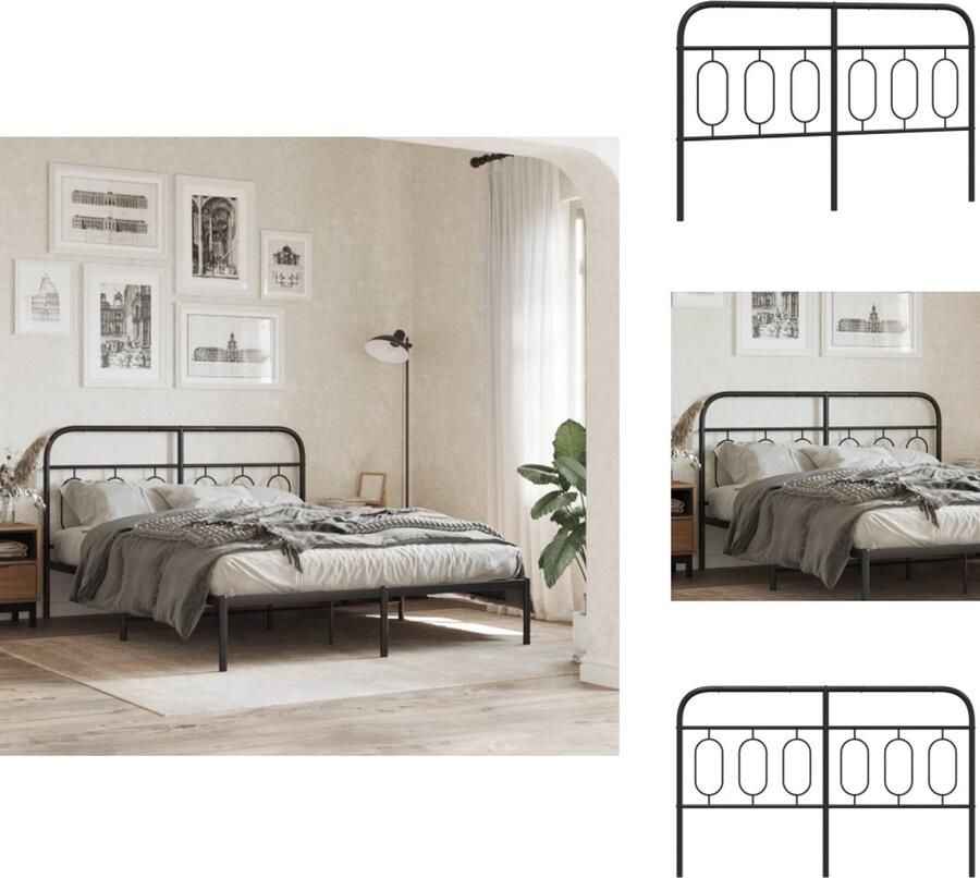 VidaXL Hoofdbord Hoofdborden Hoofdeinde Metalen Hoofdbord 137 cm metaal zwart - Foto 2