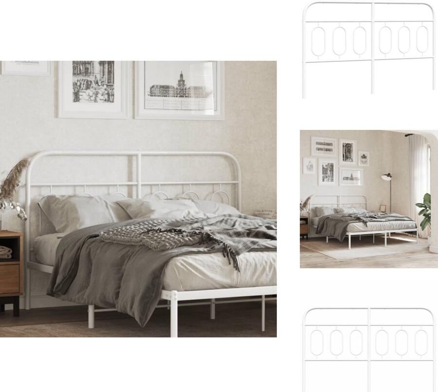 VidaXL Hoofdbord Hoofdborden Hoofdeinde Metalen Hoofdbord 150 cm metaal wit - Foto 5