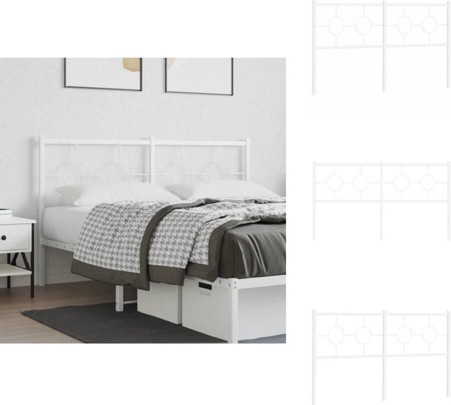 VidaXL Hoofdbord Hoofdborden Hoofdeinde Metalen Hoofdbord 150 cm metaal wit - Foto 4