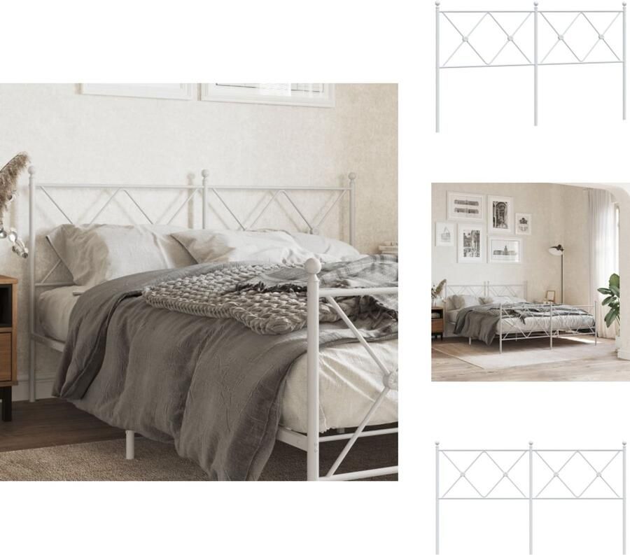 VidaXL Hoofdbord Hoofdborden Hoofdeinde Metalen Hoofdbord 150 cm metaal wit - Foto 6