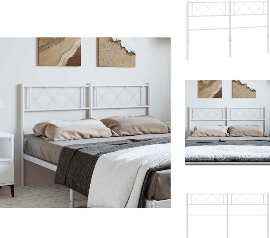 VidaXL Hoofdbord Hoofdborden Hoofdeinde Metalen Hoofdbord 150 cm metaal wit - Foto 7