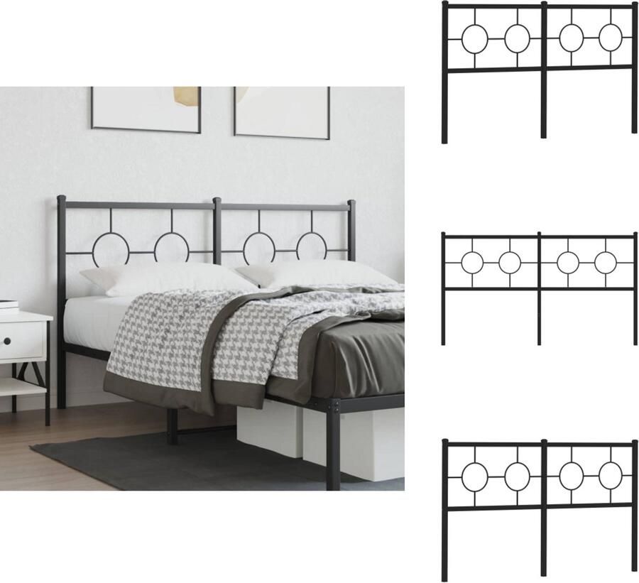VidaXL Hoofdbord Hoofdborden Hoofdeinde Metalen Hoofdbord 150 cm metaal zwart - Foto 2