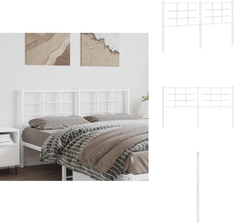 VidaXL Hoofdbord Hoofdborden Hoofdeinde Metalen Hoofdbord 160 cm metaal wit