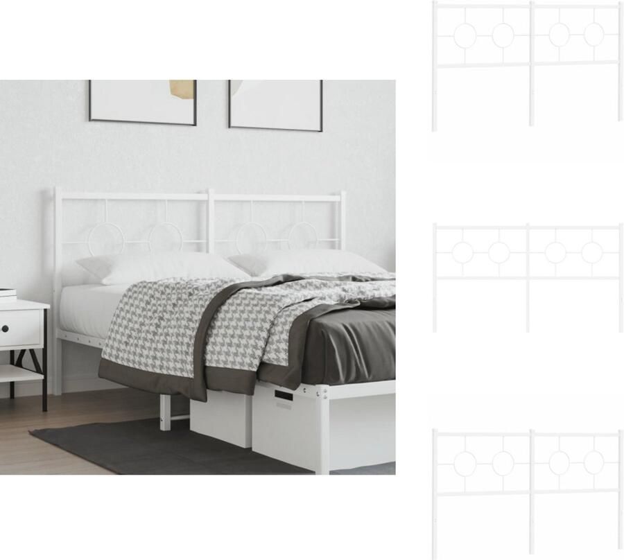 VidaXL Hoofdbord Hoofdborden Hoofdeinde Metalen Hoofdbord 160 cm metaal wit