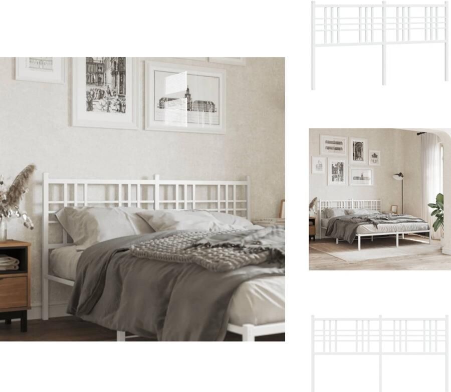 VidaXL Hoofdbord Hoofdborden Hoofdeinde Metalen Hoofdbord 160 cm metaal wit