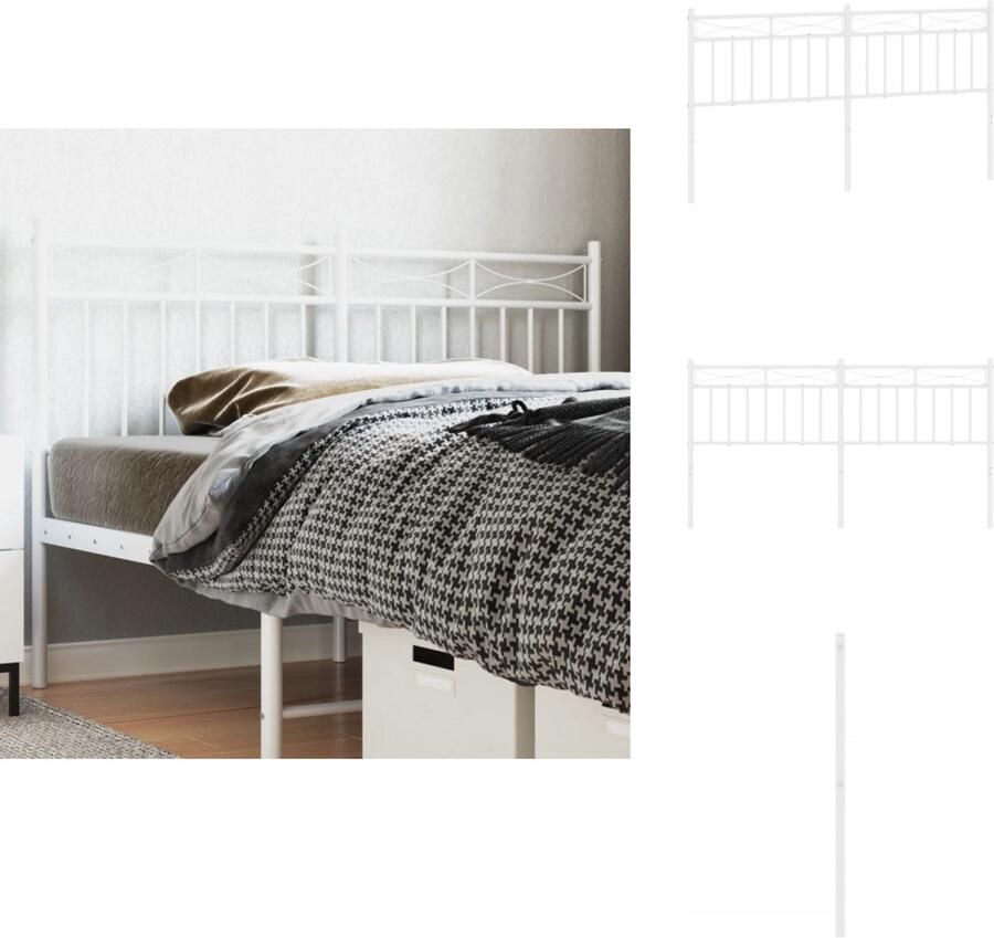 VidaXL Hoofdbord Hoofdborden Hoofdeinde Metalen Hoofdbord 160 cm metaal wit