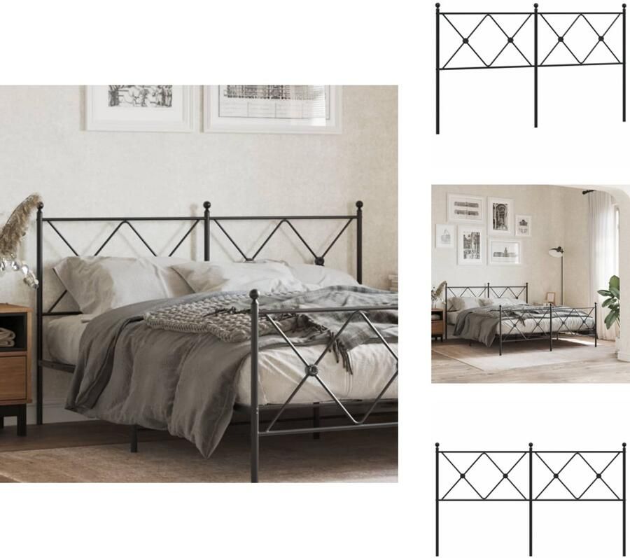 VidaXL Hoofdbord Hoofdborden Hoofdeinde Metalen Hoofdbord 160 cm metaal zwart - Foto 4