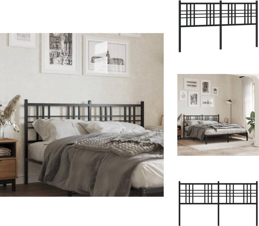 VidaXL Hoofdbord Hoofdborden Hoofdeinde Metalen Hoofdbord 160 cm metaal zwart - Foto 3