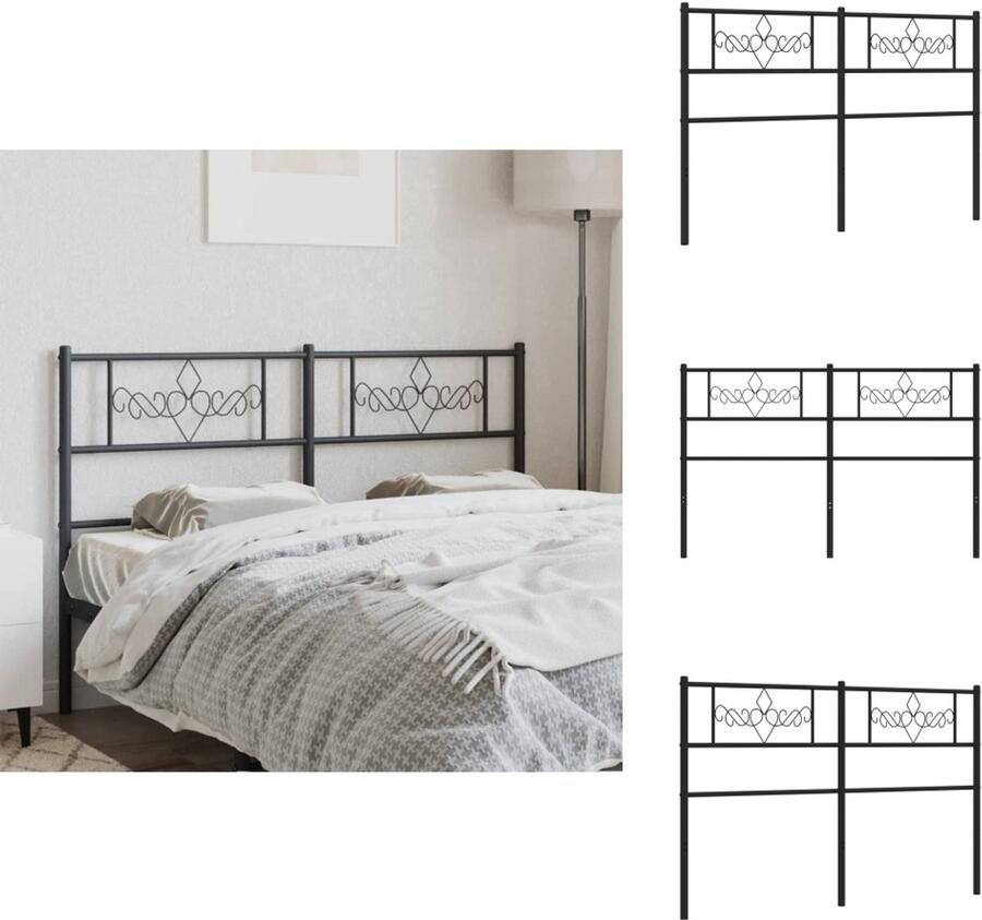VidaXL Hoofdbord Hoofdborden Hoofdeinde Metalen Hoofdbord 160 cm metaal zwart - Foto 2