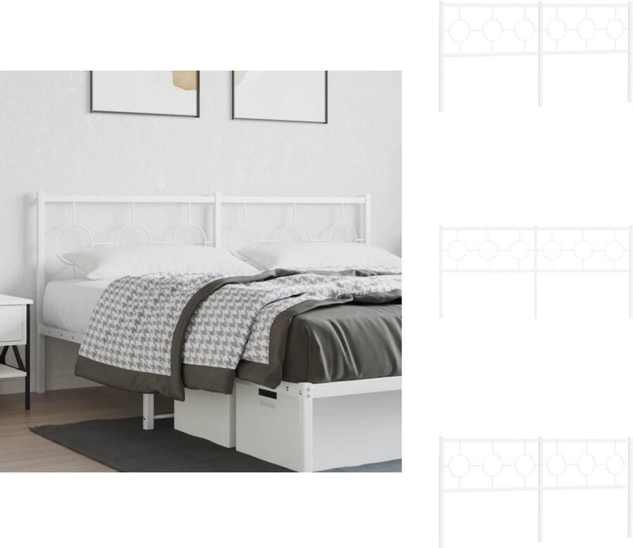 VidaXL Hoofdbord Hoofdborden Hoofdeinde Metalen Hoofdbord 180 cm metaal wit - Foto 6