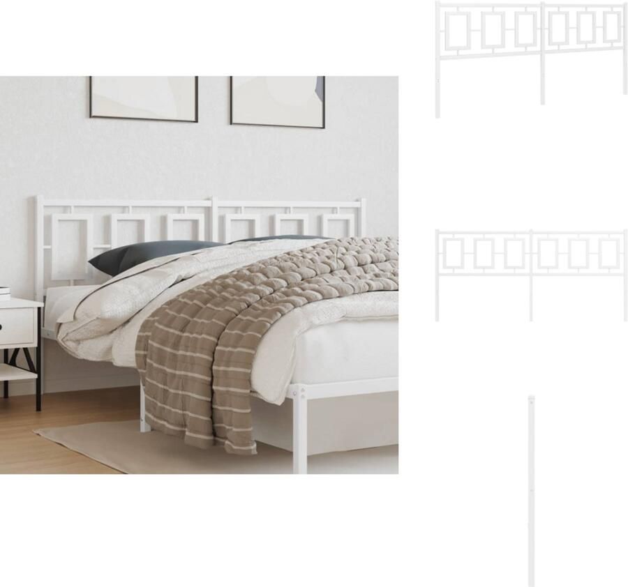 VidaXL Hoofdbord Hoofdborden Hoofdeinde Metalen Hoofdbord 180 cm metaal wit - Foto 3