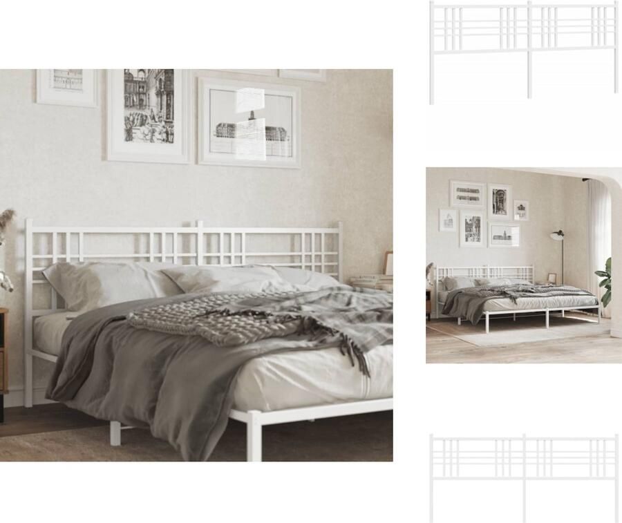 VidaXL Hoofdbord Hoofdborden Hoofdeinde Metalen Hoofdbord 180 cm metaal wit - Foto 8