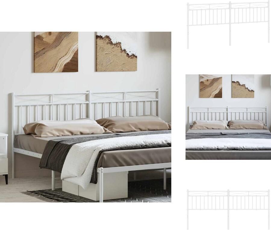 VidaXL Hoofdbord Hoofdborden Hoofdeinde Metalen Hoofdbord 180 cm metaal wit