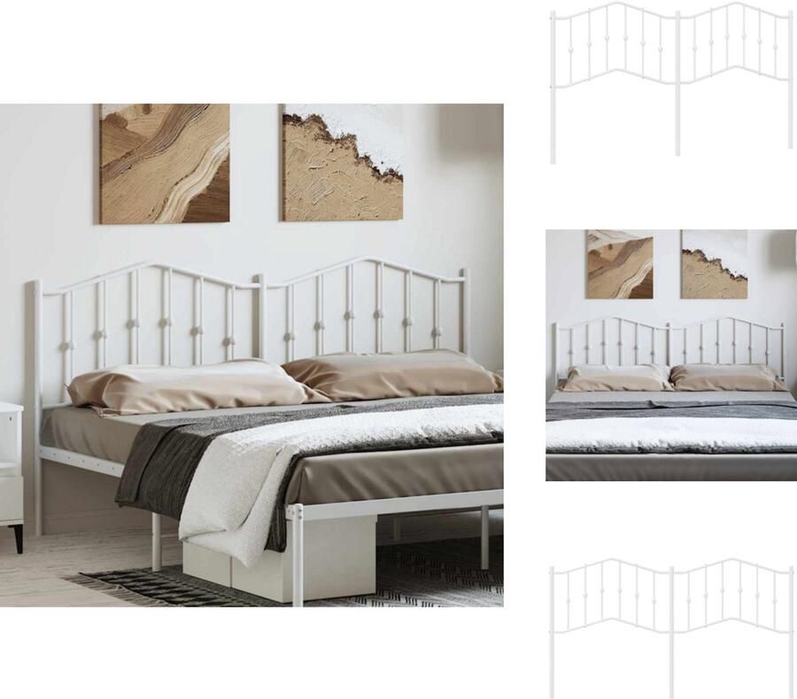 VidaXL Hoofdbord Hoofdborden Hoofdeinde Metalen Hoofdbord 180 cm metaal wit