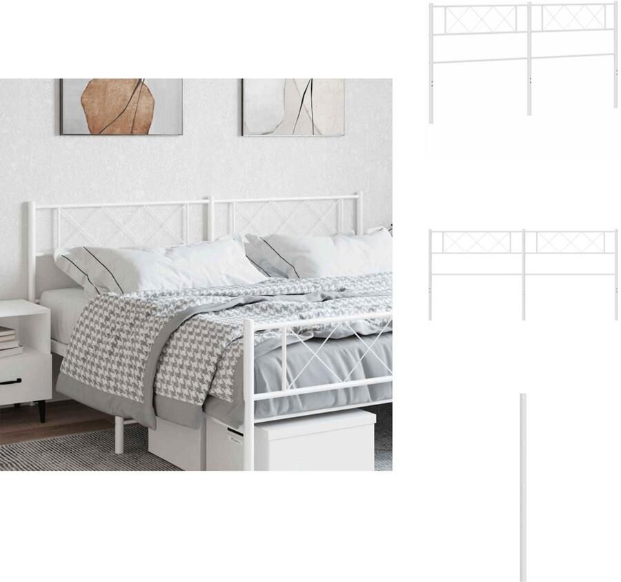 VidaXL Hoofdbord Hoofdborden Hoofdeinde Metalen Hoofdbord 180 cm metaal wit