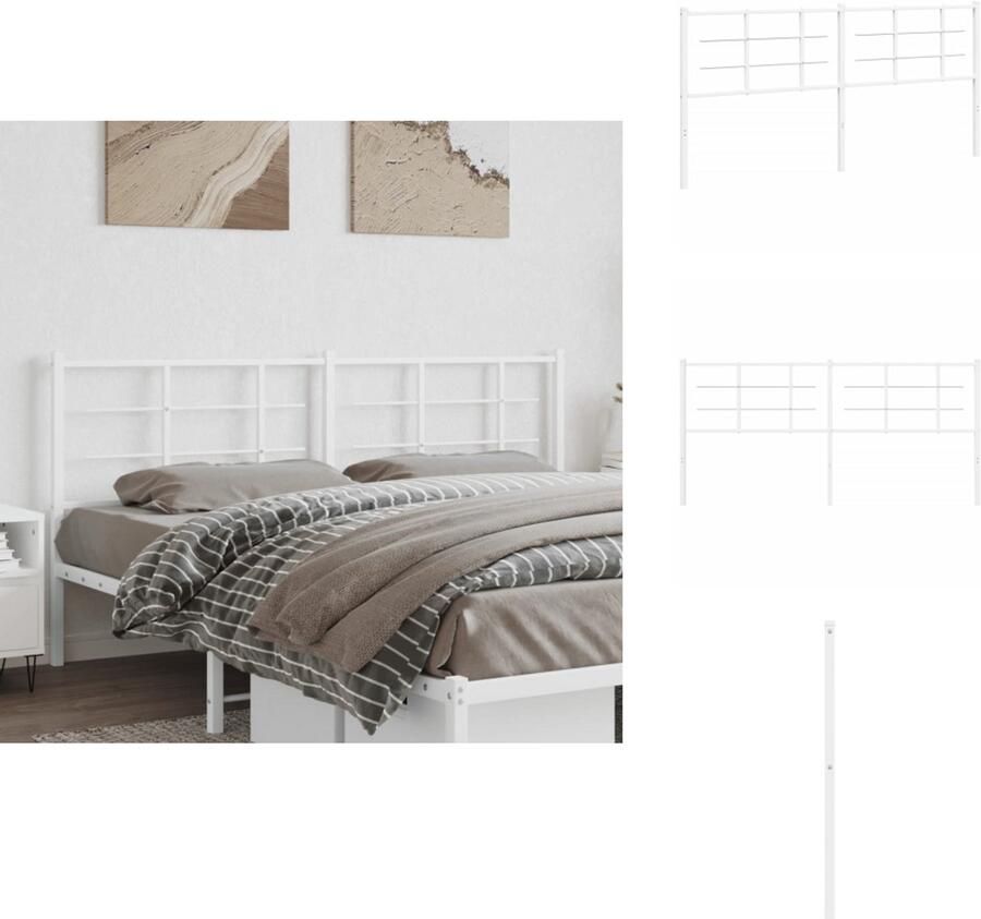 VidaXL Hoofdbord Hoofdborden Hoofdeinde Metalen Hoofdbord 180 cm metaal wit - Foto 2